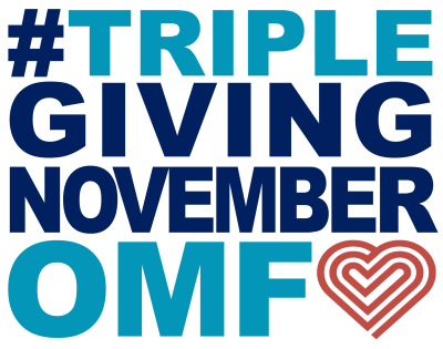 triple giving NOVEMBER OMF stacked new heart Triple Giving November OMF logo